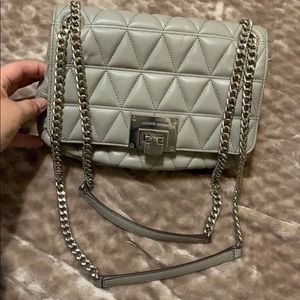 Grey and sliver quilted crossbody Michael Kors bag